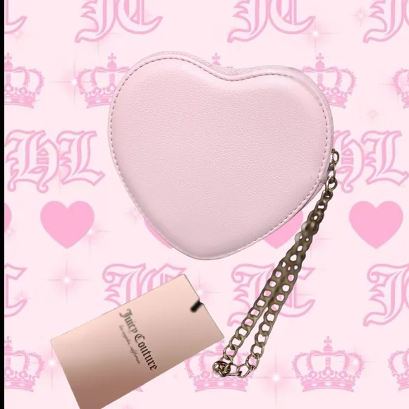 PINK LEOPARD 🩷Juicy Couture Heart Faux Fur Wallet With GOLD CHAIN - Picture 3 of 3